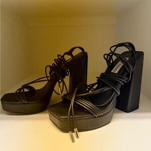 Steve Madden lace up black platform heels